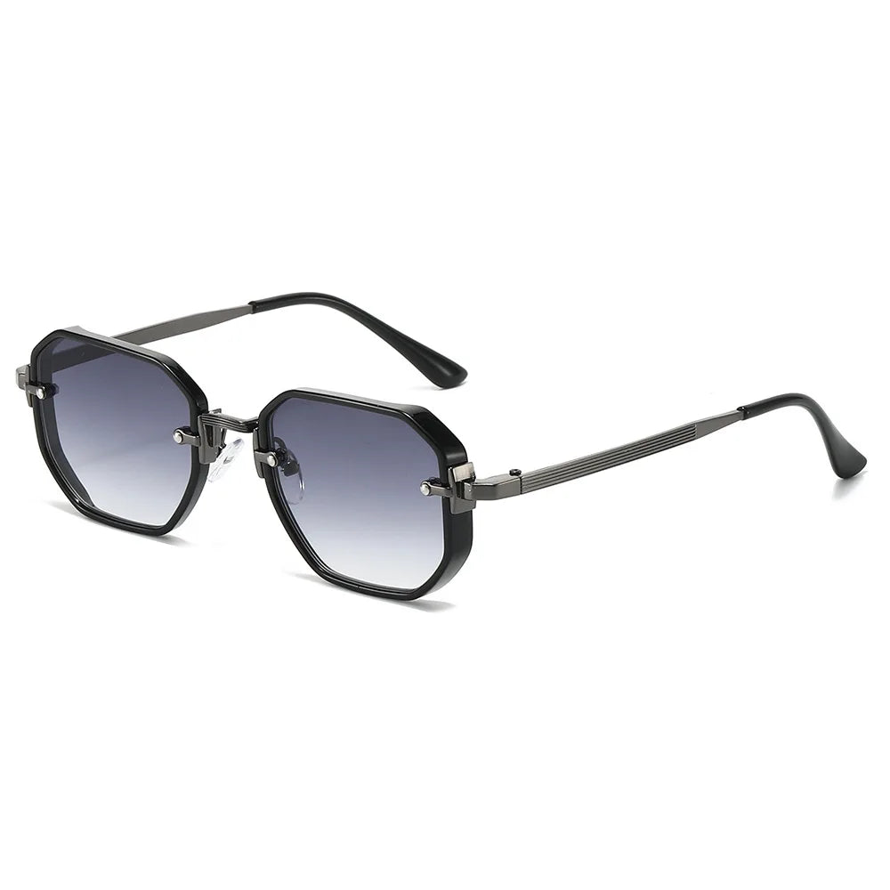JNPCXI New Fashion Square Sunglasses Men Punk Shades UV400 Retro Metal Trending Gradient Women Sun Glasses