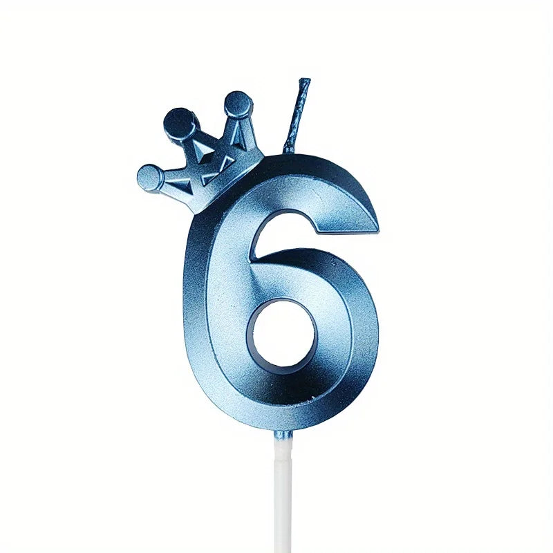 1pc, 0-9 Blue Crown Birthday Candle - Creative Party Cake Decoration and Baking Supplies for Birthdays