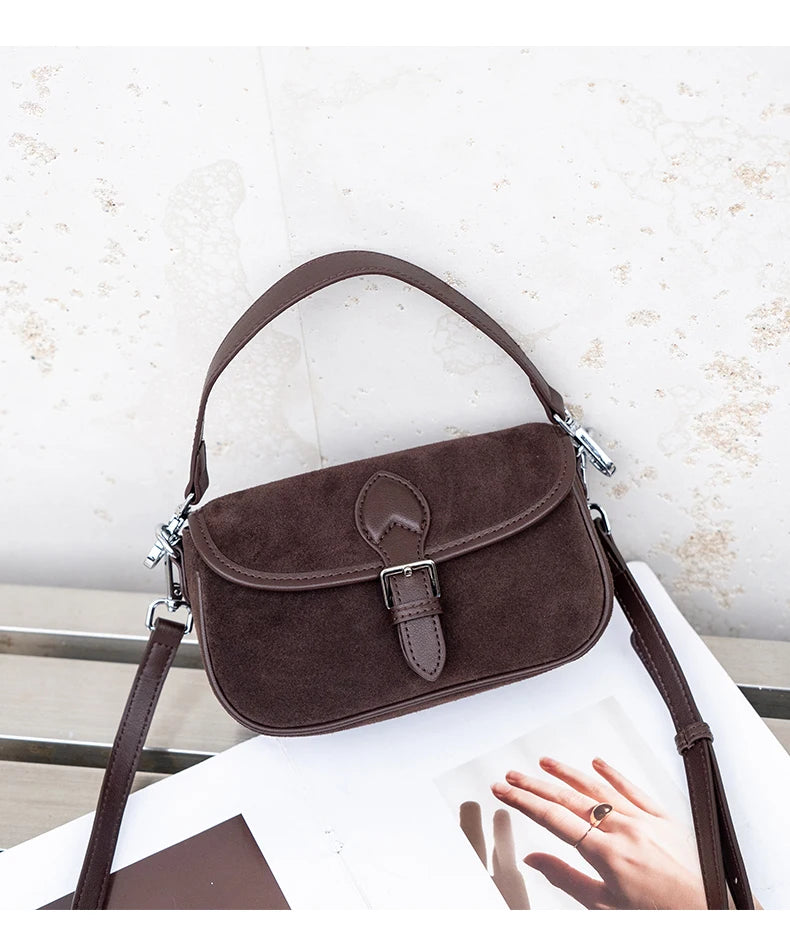 Autumn and winter women's Natural Suede leather Mini bag,luxury designer handbags, Vintage commuting leopard print messenger bag