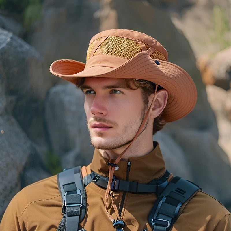 9245Summer large brim breathable shade fisherman hat Men's spring and autumn sun hat outdoor hiking fishing hat