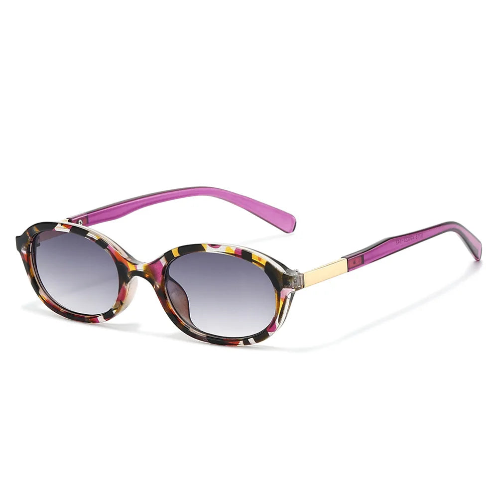 JNPCXI New Oval Sunglasses Women Punk Gradient Shades UV400 Men Trending Leopard Tea Sun Glasses