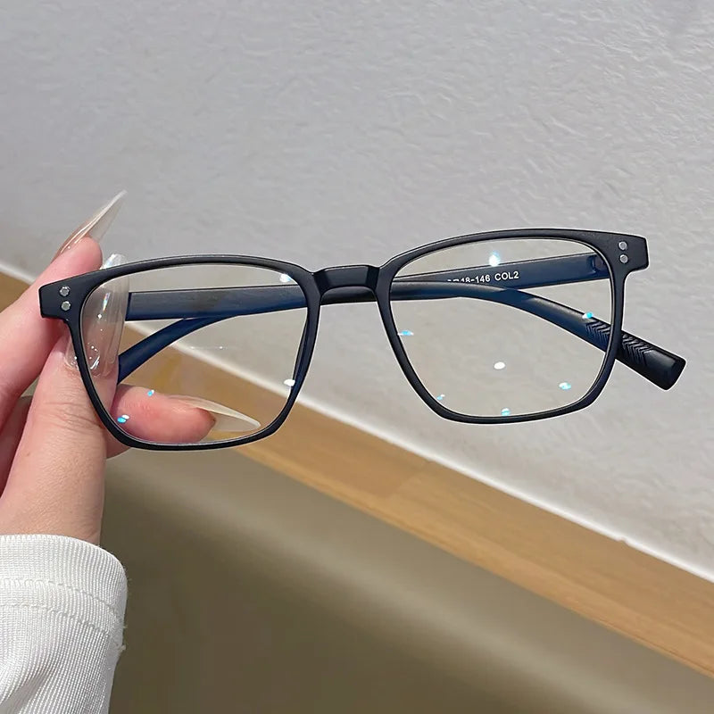 JNPCXI Actual Photo Vintage Glasses Frame Women Square Fashion Retro Rice Nail Clear Anti-Blu-Ray Lens Eyewear Men Optical Frame