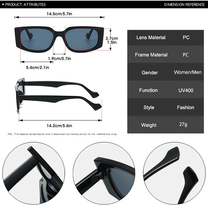 JNPCXI New Rectangle Sunglasses Women Fashion Stripe Gradient Men Sun Glasses Shades UV400