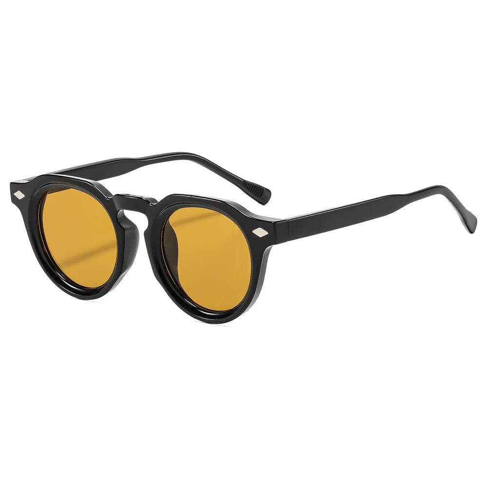 JNPCXI New Fashion Round Sunglasses Women Punk Leopard Gradient Shades Men Trending Rivets Sun Glasses UV400