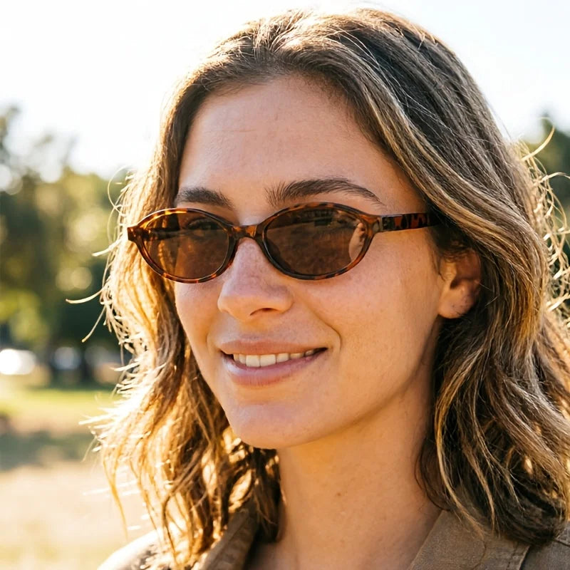 Black Small Frame Oval Women's Sunglasses with A High-end Feel European and American Personality Suitable for Wearing Sunglasses
