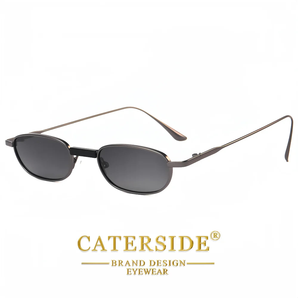 CATERSIDE Men's Hip Hop Sunglasses Premium Metal Small Frame Women's Travel Business Party Holiday Gift Decorative Glasses UV400