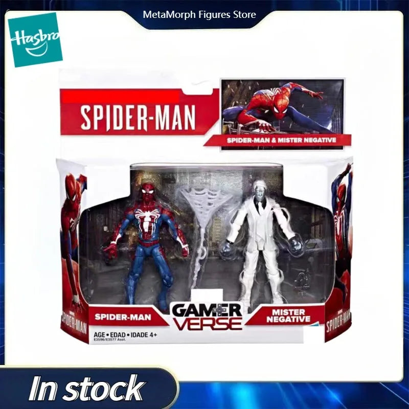Original Hasbro Marvel GAMER VERSE SPIDER MAN & MISTER NEGATIVE Anime Figures Toy Model Collection
