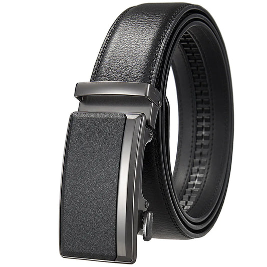 Black Men's Leather Belt Automatic Buckle Luxury Cowskin Black Brown 105–140cm