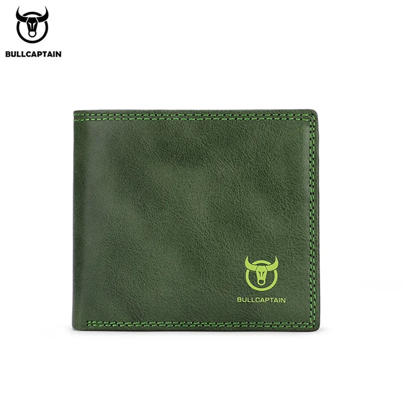 BULLCAPTAN Genuine Leather Men's Wallet RFID Function Fashion Men's Card Clip Wallet Latest Gift Box Men's Business Wallet QB032