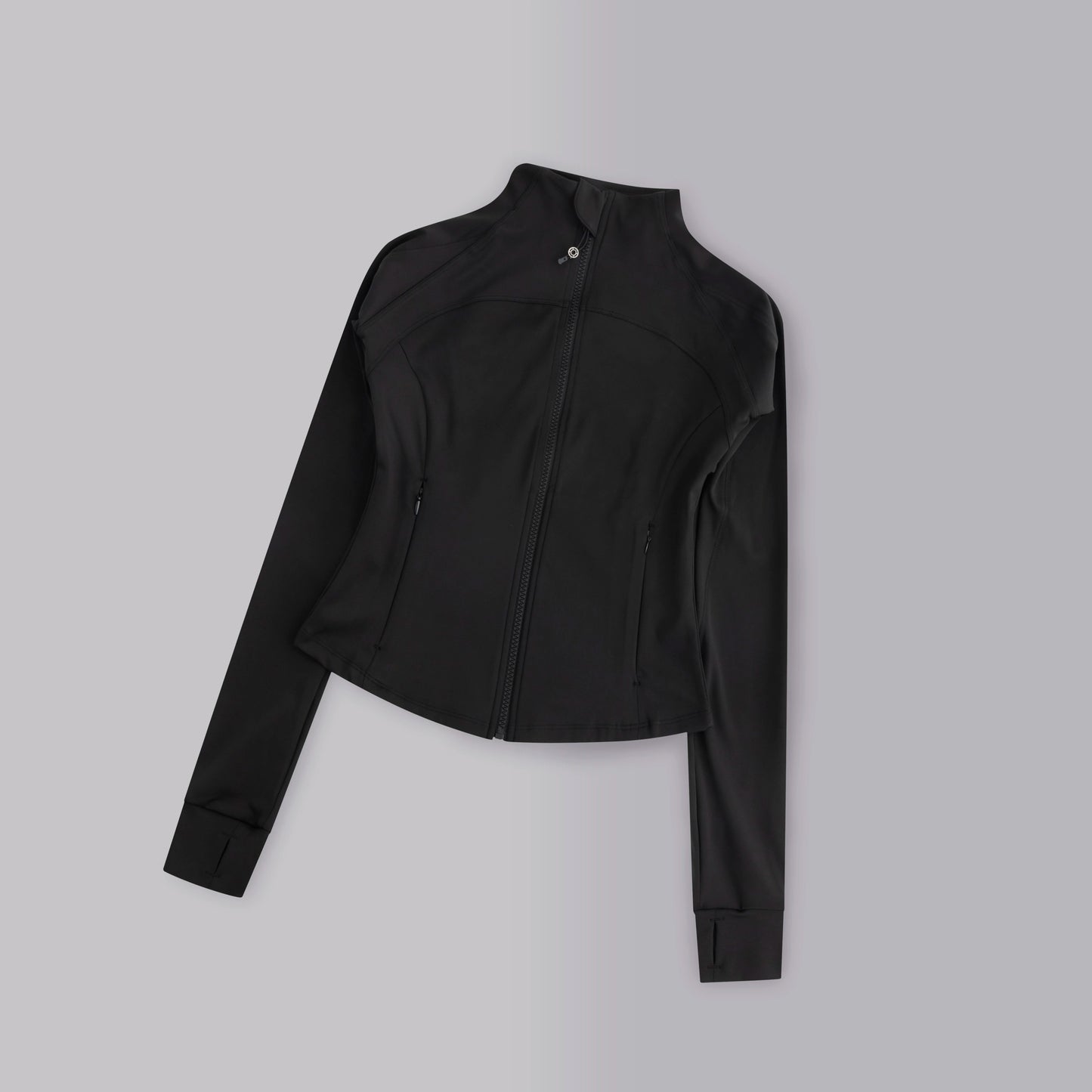Gym Women's Full Zipper Yoga Top With Thumbholes Fitness Running Jacket Stretch Fit Long Sleeve Round Neck Top Sportswear