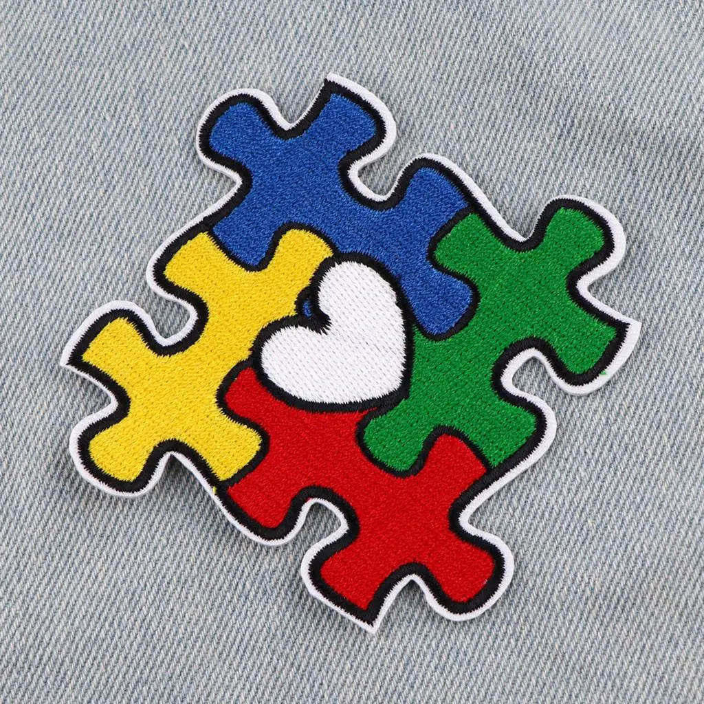 Autism Awareness Embroidered Patches for Clothing Adhesive Patches on Clothes Stickers Iron on Patches Stripes Diy Appliques