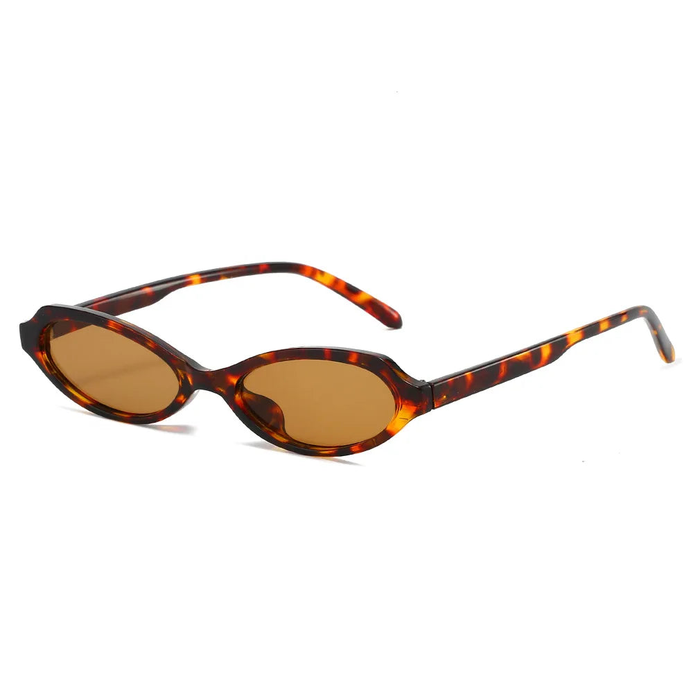 JNPCXI New Small Cat Eye Men Sunglasses Shades UV400 Fashion Green Leopard Oval Lens Women Punk Sun Glasses