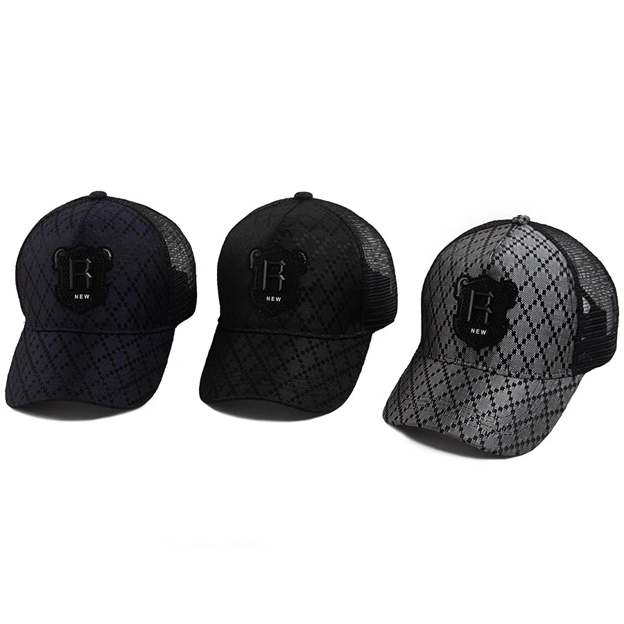 Men Baseball Cap R Label Grid 5 Panel Style Trucker Hat Hip Hop Mesh Caps Fashion Women Visor Casual Caps Summer For Unisex