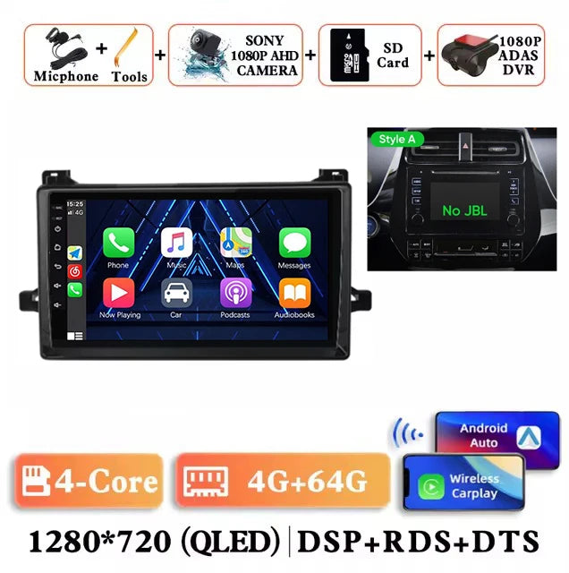 Android 15 Car Radio For Toyota Prius XW50 2015 - 2020 AI Voice Wireless Carplay Multimedia Video Player Navigation GPS Stereo