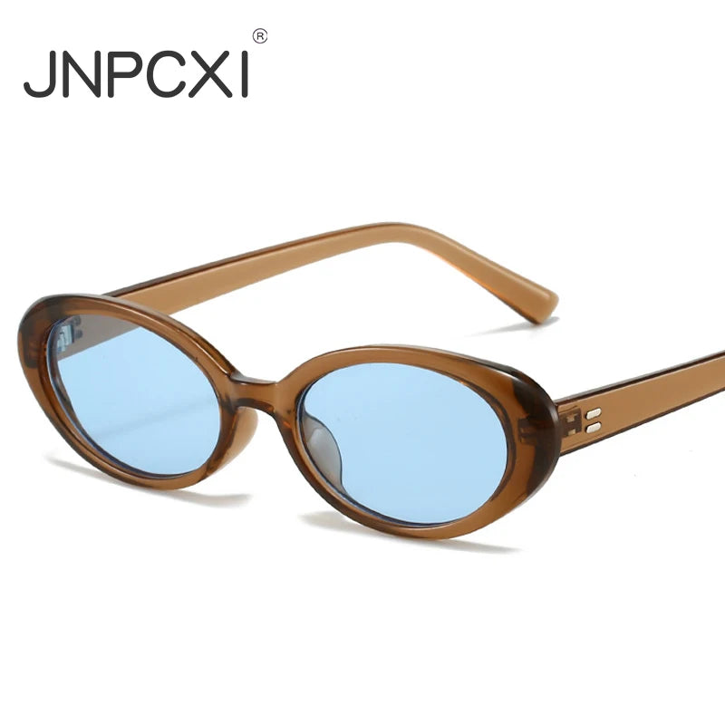 JNPCXI Small Oval Sunglasses for Women's Vintage Design Sun Glasses Shades Female Sexy Retro Punk Men Outdoor Trendy Eyewear