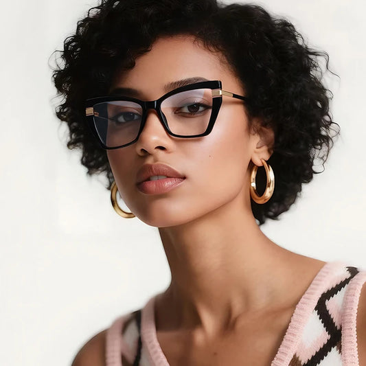 JNPCXI New TR90 Cat Eye Anti Blue Light Reading Glasses Women Trendy Gradient Color Myopia Prescription Photochromic Eyeglasses