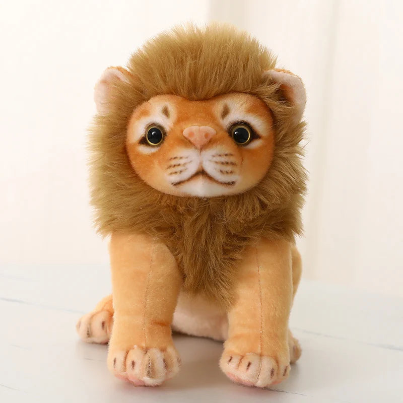 23/28cm Simulation Male Lion Plush Toys Lifelike Panthera Leo Stuffed Dolls Cute King of Grassland Room Decor Kids Birthday Gift