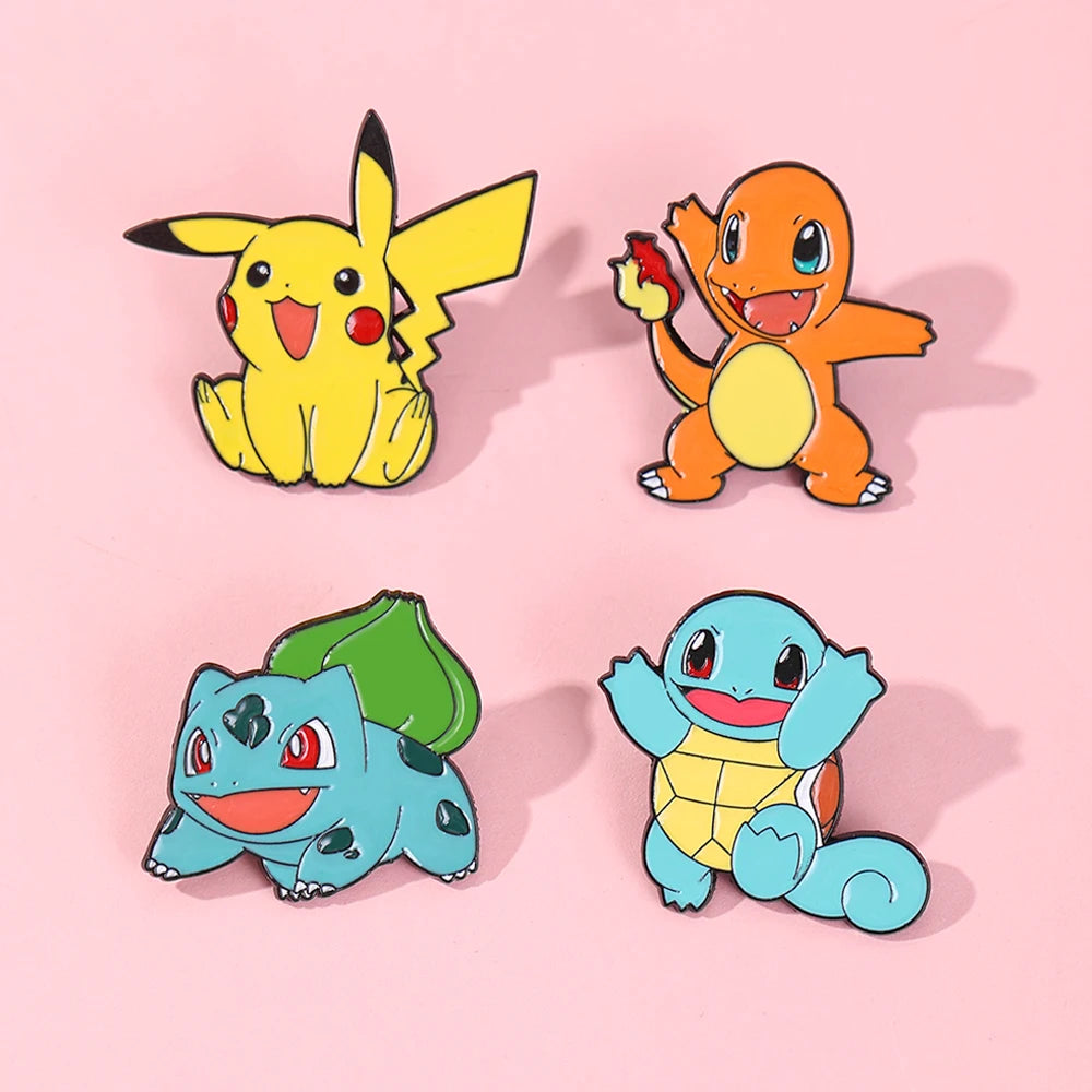 4pcs Anime Game Pikachu Enamel Pins Set Cute Pokemon Lapel Badge for Backpack Clothing Cosplay Cartoon Brooch Accessory