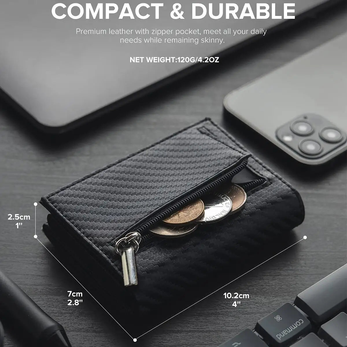 Anti-Theft Carbon Fiber Wallet Credit Card Holder Minimalist Coin Purse AirTag