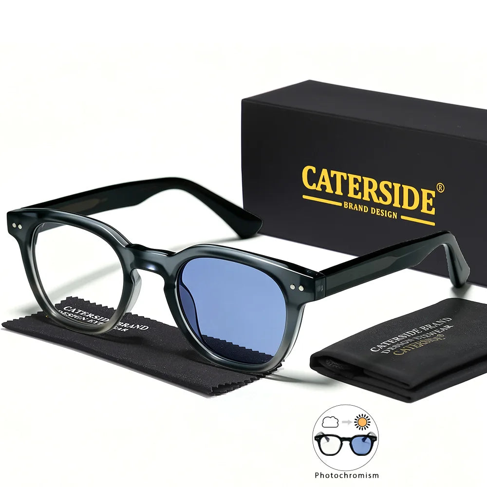 CATERSIDE Retro Men's Photochromic Sunglasses High-Quality Pc Square Sun Glasses Women's Outdoor Travel Business Glasses UV400