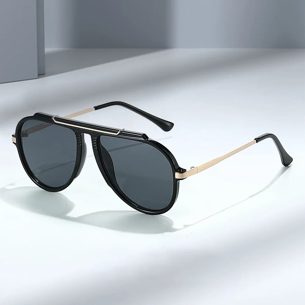 JNPCXI New Retro Oversized Big Frame Women Sunglasses Gradient Tea Color Oval Pilot Shades UV400 Cool Men Vacation Sun Glasses