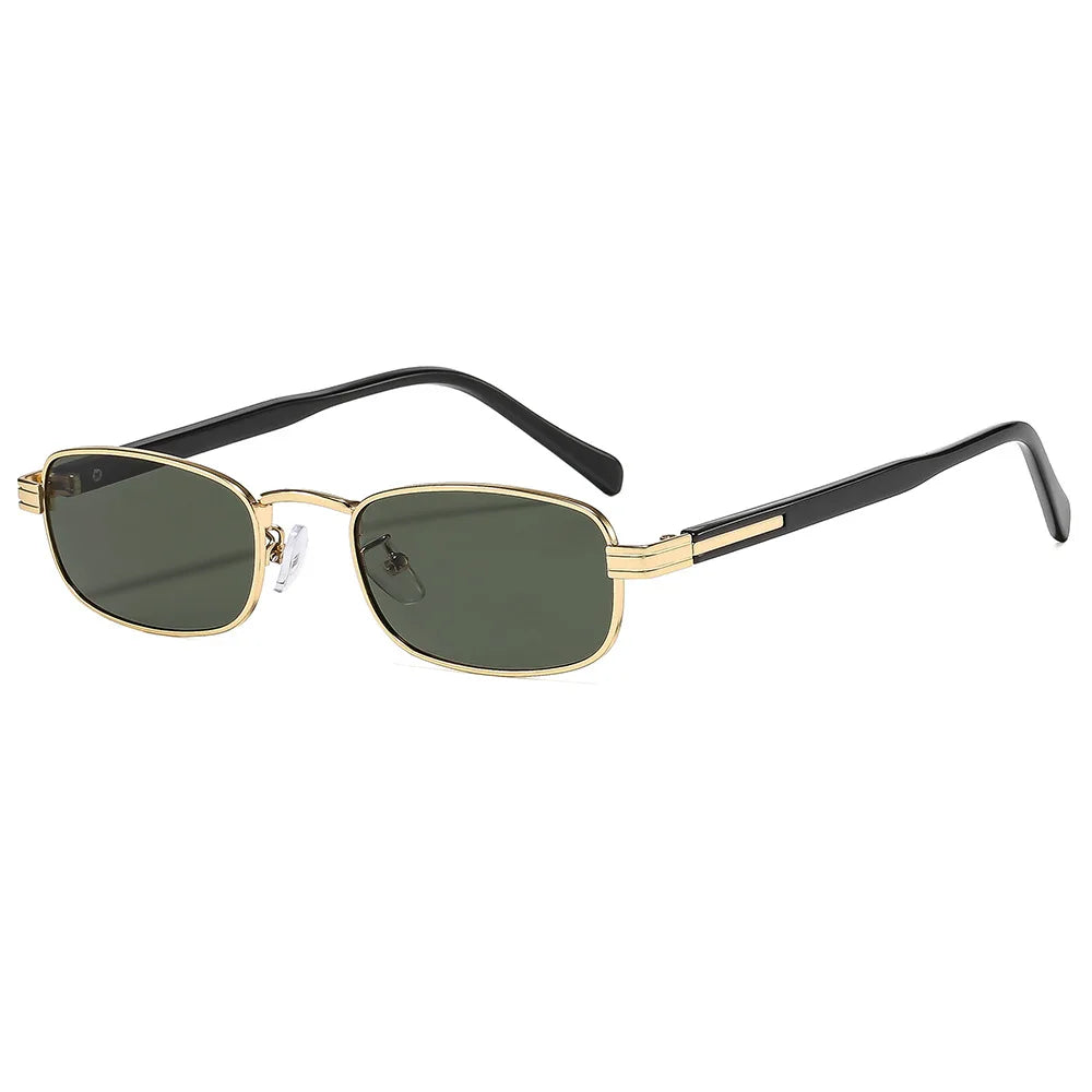 JNPCXI New Metal Rectangle Women Sunglasses Fashion Gradient Black Tea Shades UV400 Men Punk Sun Glasses