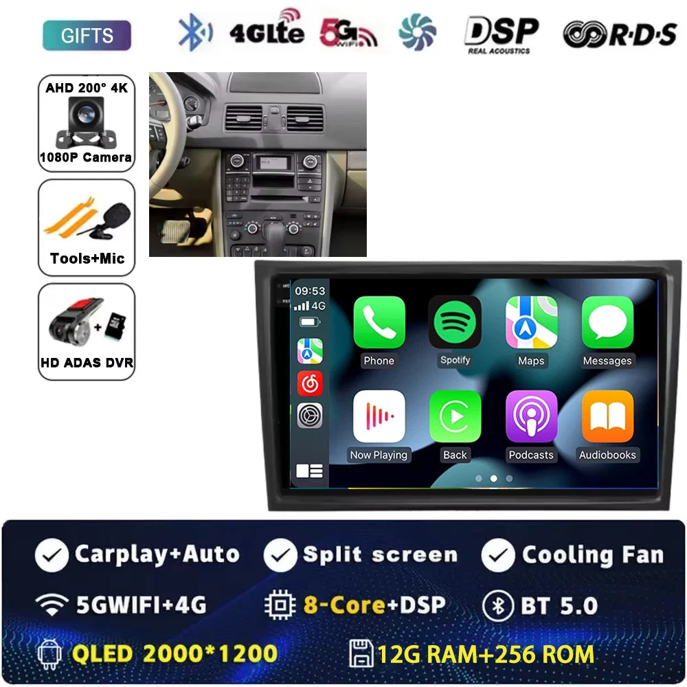 10Inch For VOLVO XC90 2004-2014 12+256GB Android 15 4G Touch Screen Car Radio Multimedia Video Player GPS Navigation Carplay DSP