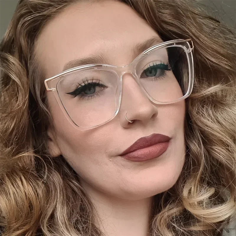 JNPCXI TR90 Anti-Blue Light Retro Women Glasses Frames Oversize Optical Eyeglasses Frame