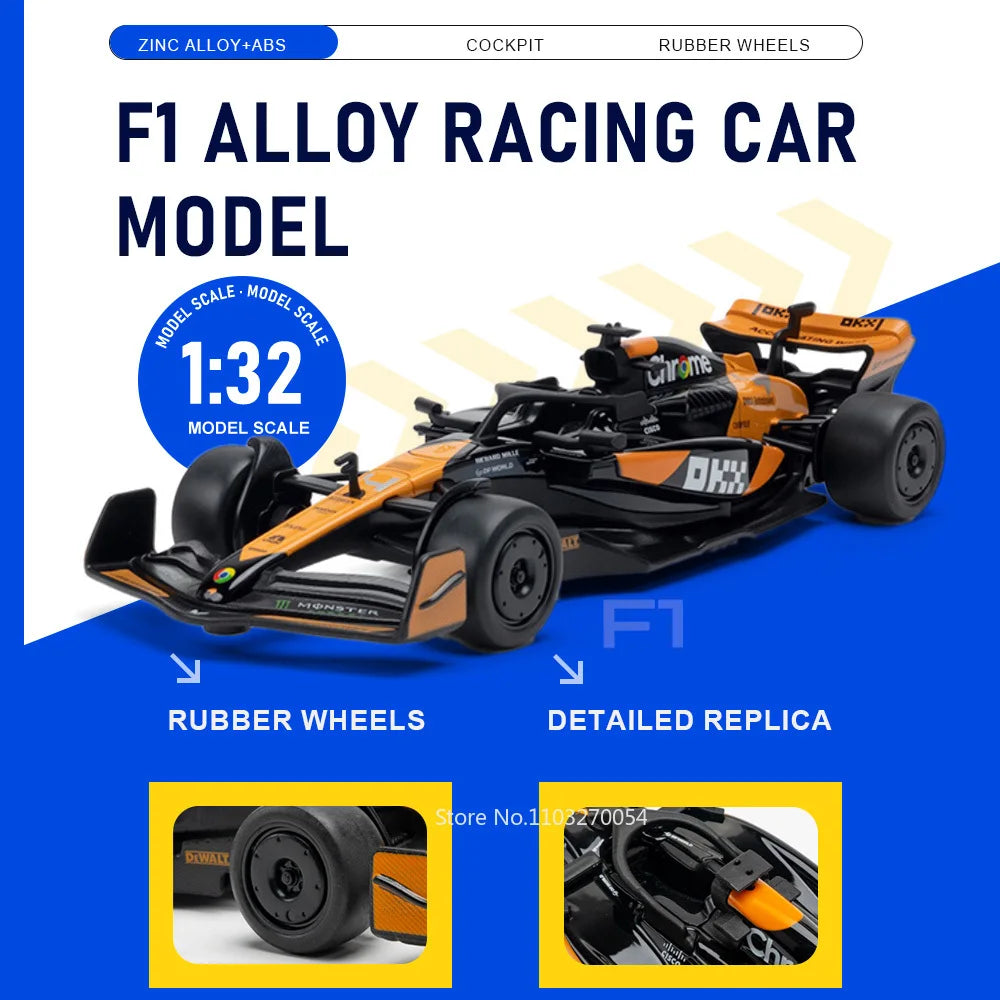 1:32 F1 Formula E Racing Cars Diecast Alloy Model Toys Rubber Tires Exquisite Body High Simulation Models Bookshelf Decorations