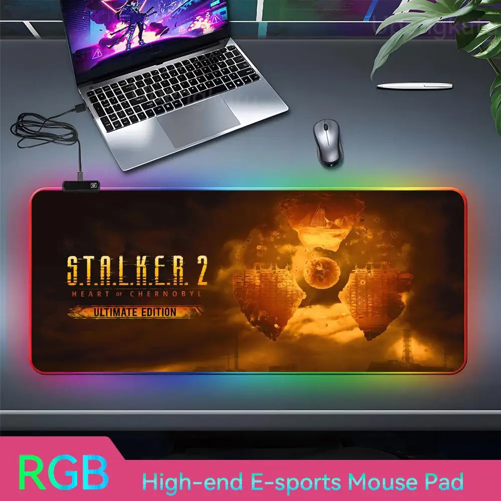 Stalker2 PC Mouse RGB 3mm Rubber Mouse Pad LED Lamp Desk Anime Keyboard Mat 2