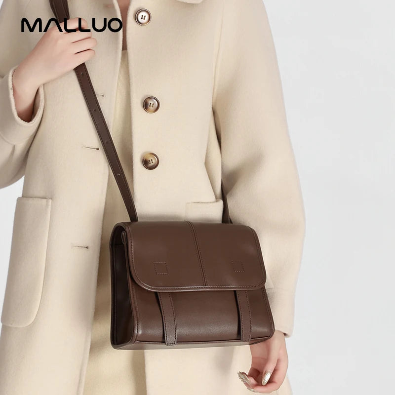 Women's Genuine Leather Solid Color Crossbody Bag Multi-Pocket Shoulder Bag Lightweight Messenger Bag Luxury Designer Handbag