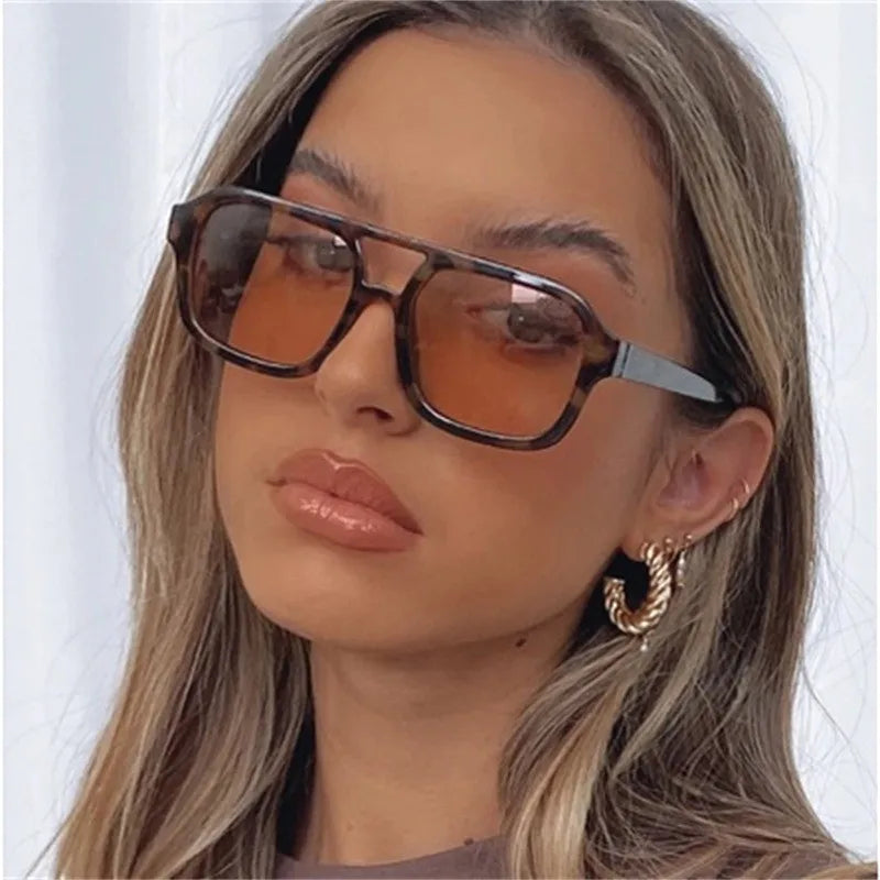 Retro Double Beam Sunglasses Summer Outdoor Protection Fashion Men's and Women's Glasses