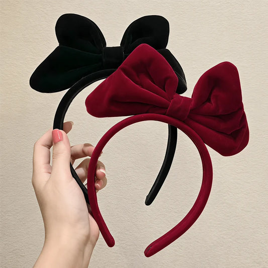 Velvet Big Bow Red Headband Ladies Elegant Temperament High Cranial Headband Fashion Girls Cute Headband