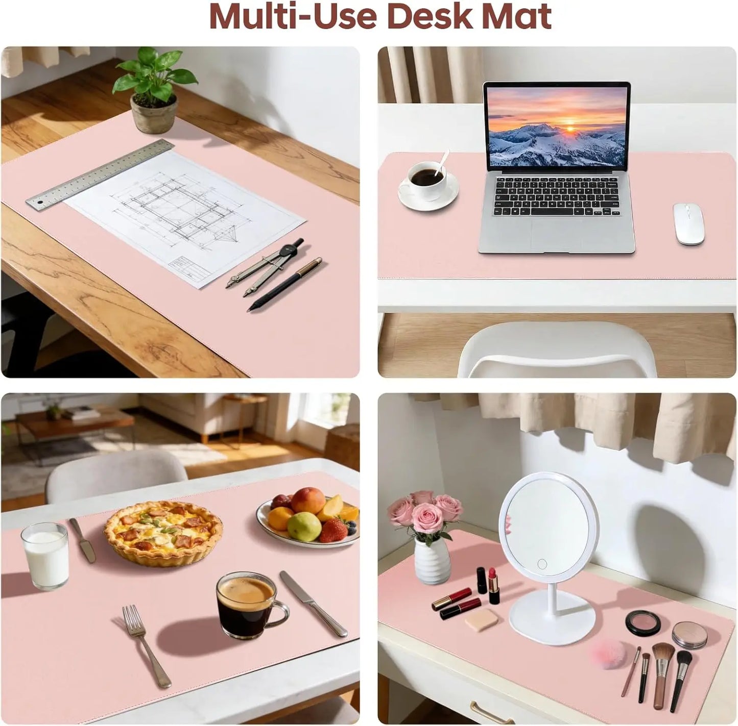Mouse Pad Large ,PU Desk Pad , Office Desk Mat, Non-Slip PU Leather Desk Blotter, Computer Desk Pad for Office and School