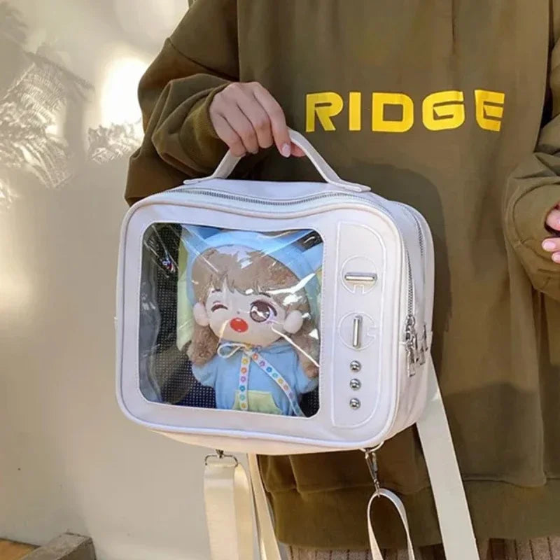 Kawaii TV Shape Design Ita Bag Japanese Girls Crossbody Bag Trend Transparent Pocket Harajuku Shoulder Bag Fashion Backpacks