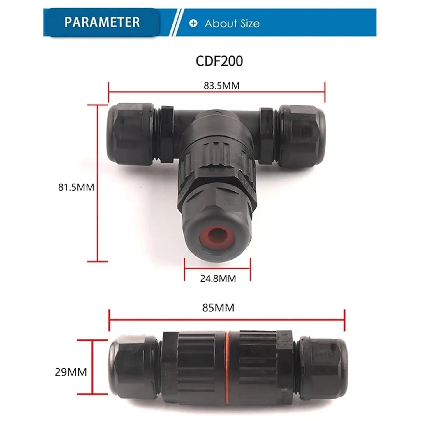 1PCS IP68 I/T Shape Waterproof Connector 2/3/5 Pin Wire Connectors Quick Screw Connect Push-in Terminals Electric Junction Box