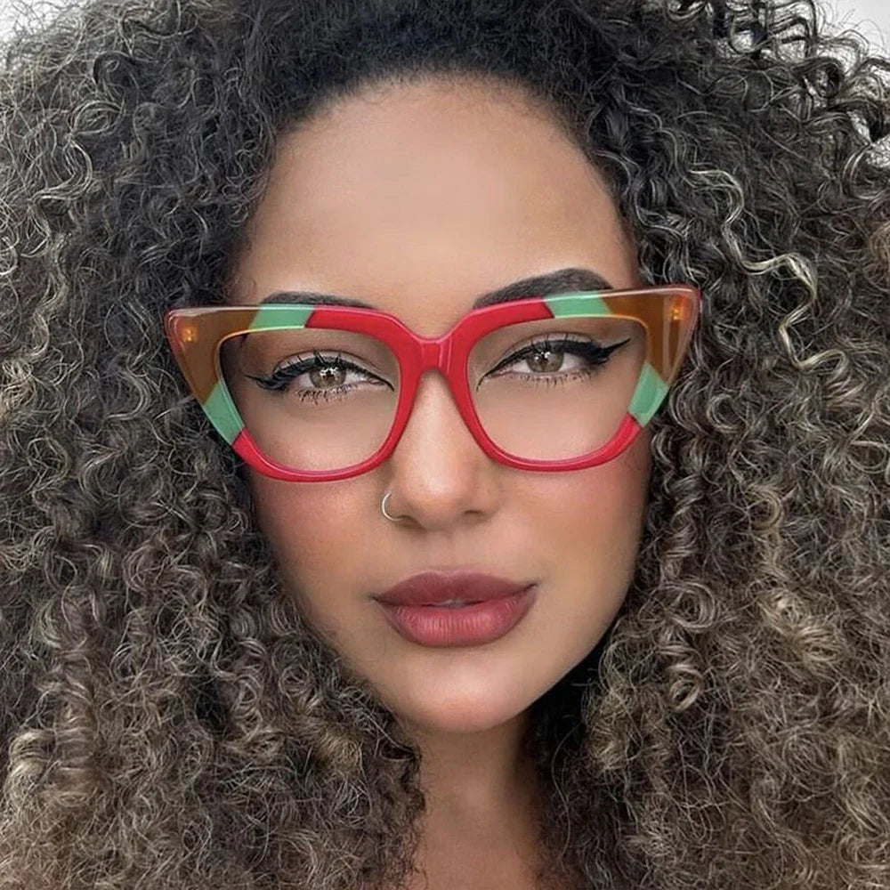JNPCXI Fashion Cat Eye Anti Blue Light Women Glasses Frame Color Trending Clear Lens Reading Computer Female Eyewear