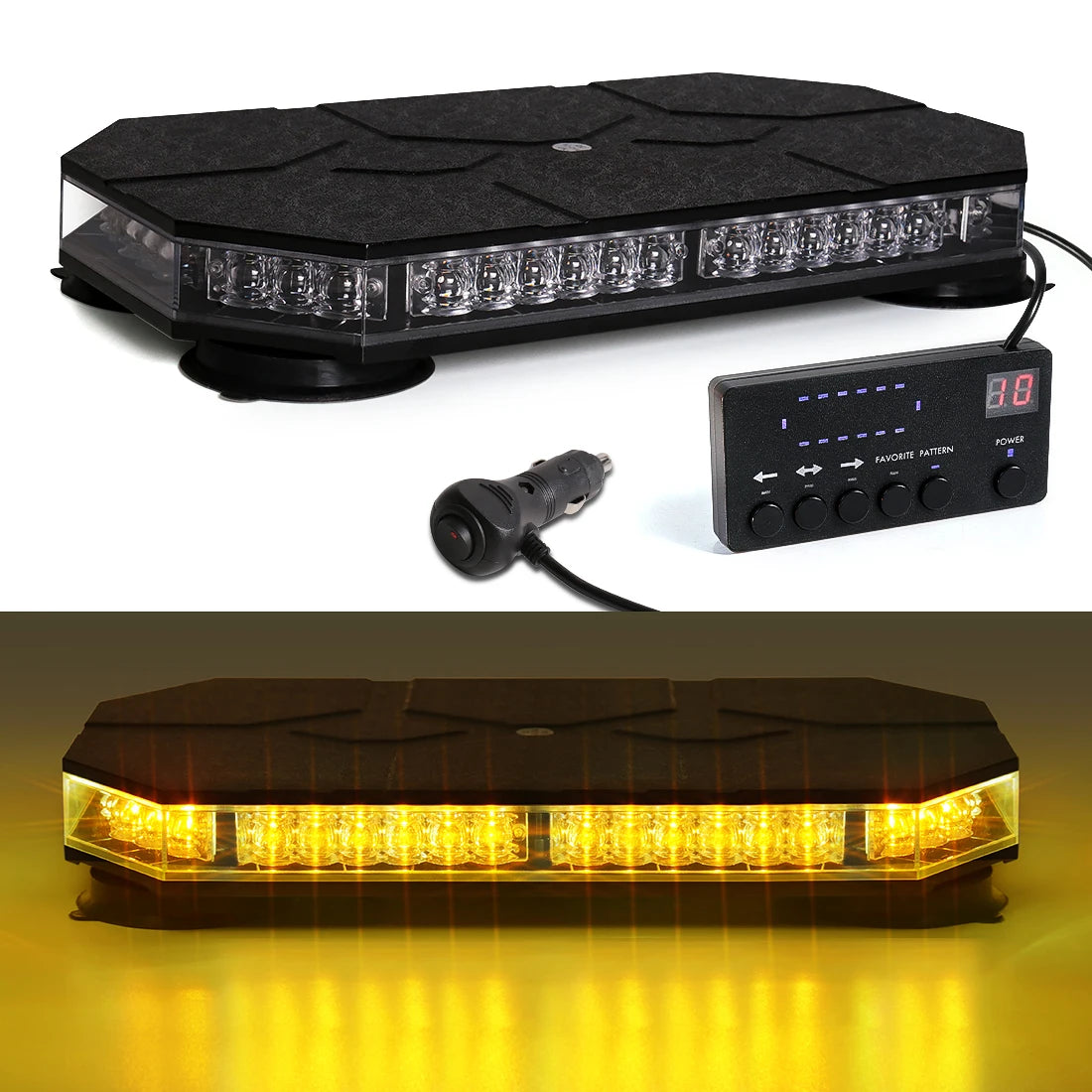 12V 24V Car Roof Top Strobe Lights Emergency Warning 42 LED Safety Magnetic Mount Smart Controller For Truck Ambulance Snow Plow