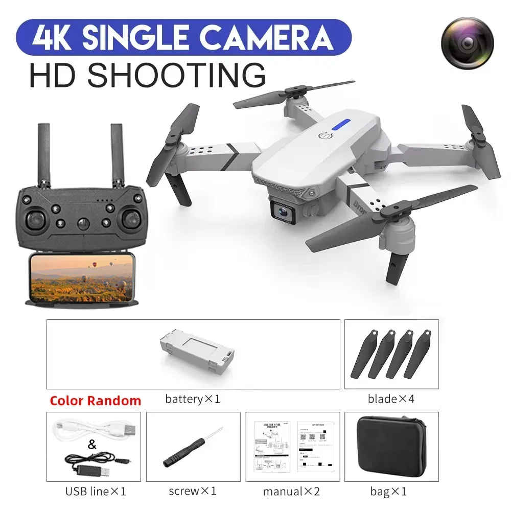 E88 Pro WIFI FPV Drone Wide Angle HD 4K 1080P Camera Height Hold Foldable Drone