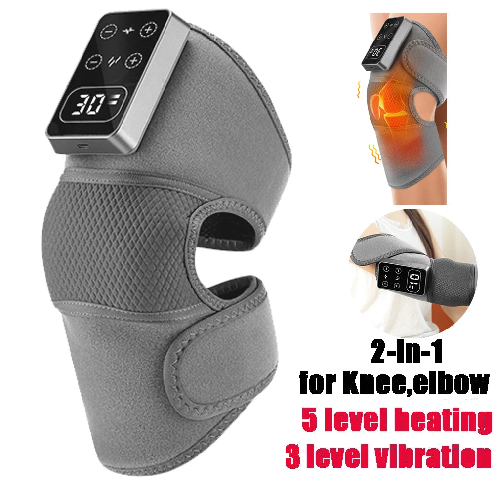 Eletric Knee Heating Massager 3 in 1 Elbow Shoulder Knee Pad Thermal Vibration Support Belt Muscle Relax 3-Speed Heated