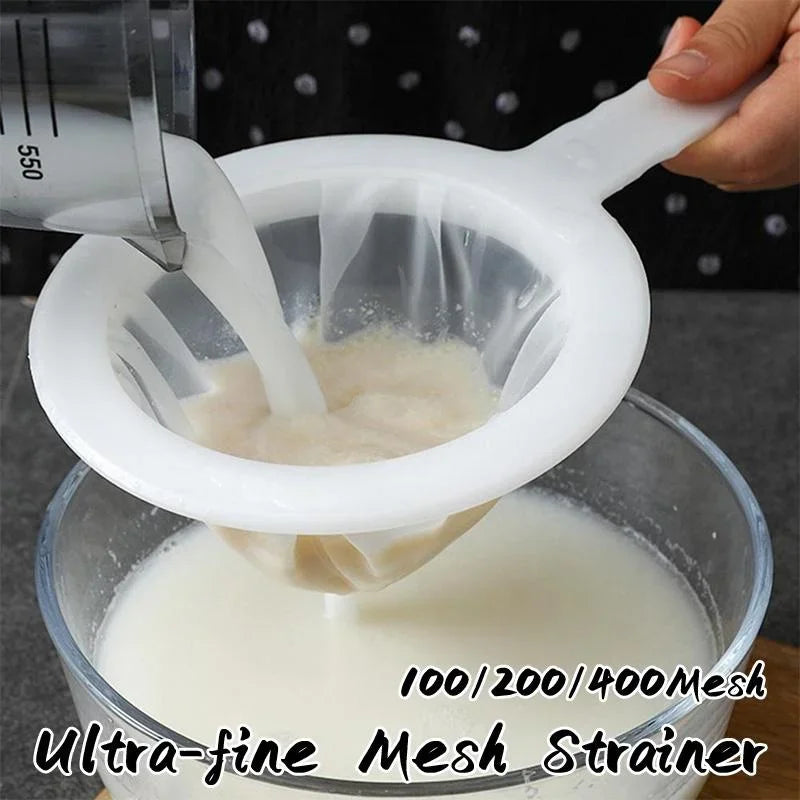 100/200/400 Mesh Kitchen Ultra-fine Mesh Strainer Kitchen Nylon Mesh Filter Spoon for Suitable for Soy Milk Coffee Milk Yogurt