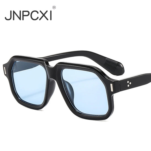 JNPCXI Oversized Women Sunglasses Vintage Gradient Black Blue Mirror Shades UV400 Men Fashion Sun Glasses