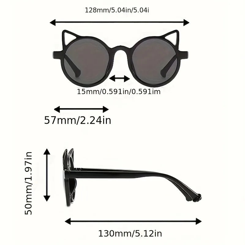 6/4 Cute Box and Bear Ear Cat Eye Shaped Fashionable Activity Glasses, Suitable for Pool Parties, Birthday Gifts