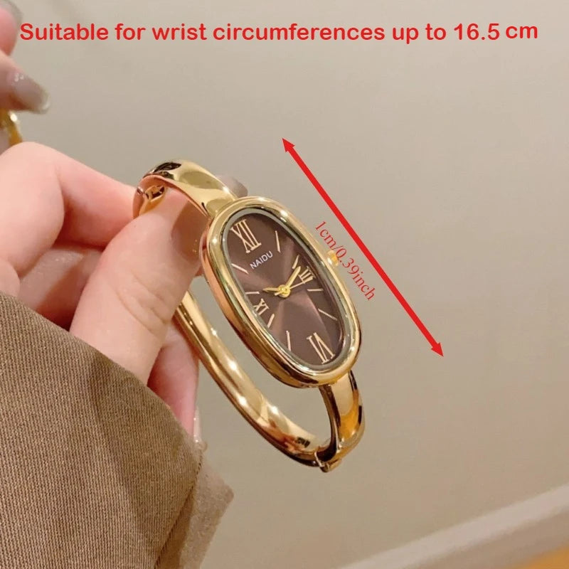Top Brand Women Oval Roman Dial Quartz Watch Simple Gold Watch Ladies Bracelet Wristwatches Clock Dress Montre Femme Wholesale