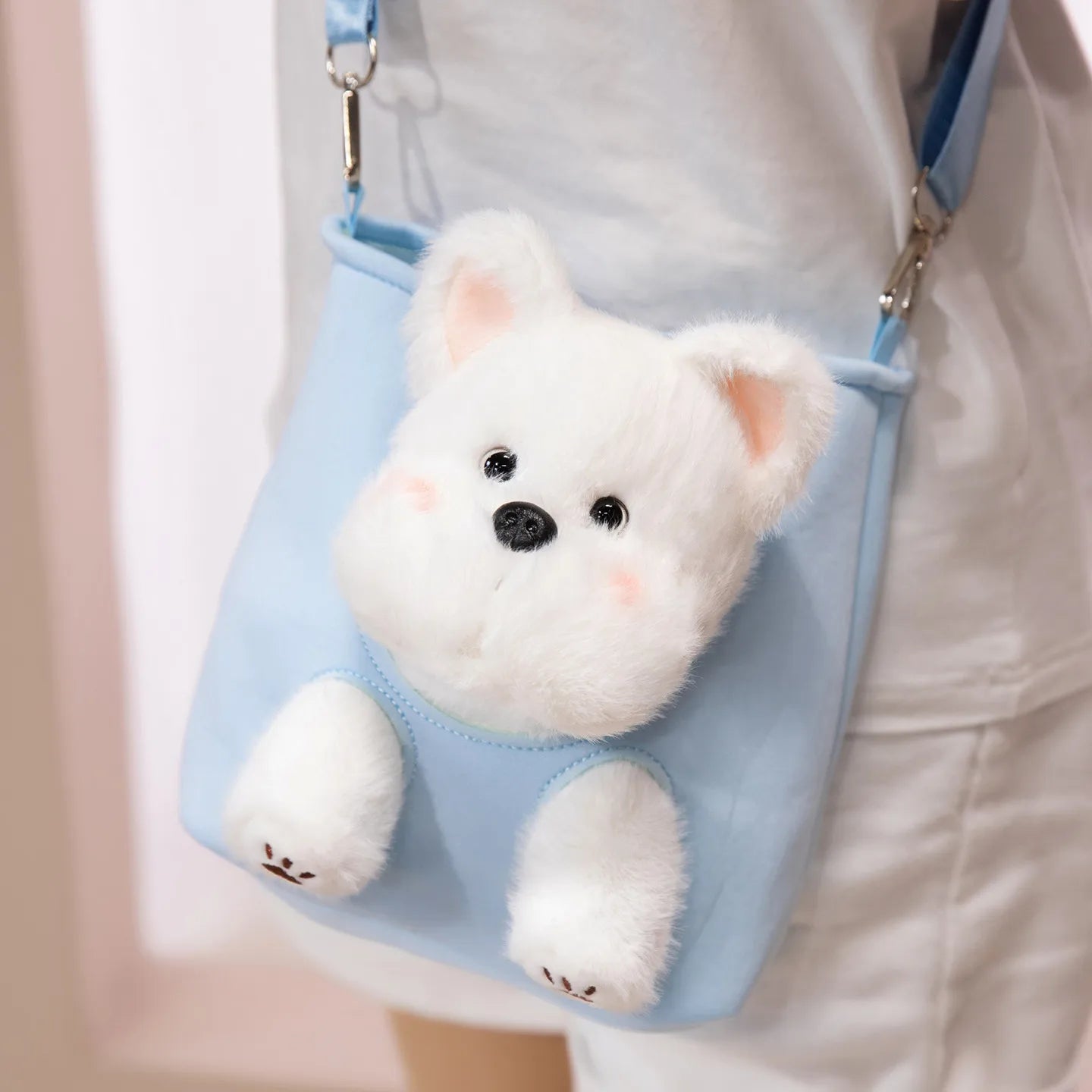 Kawaii Dog Plush Toy Pouch Storage Bag Hide-and-seek Animal Dog Plush Stuffed Doll With Snack Bag Intresting Toy Birthday Gifts