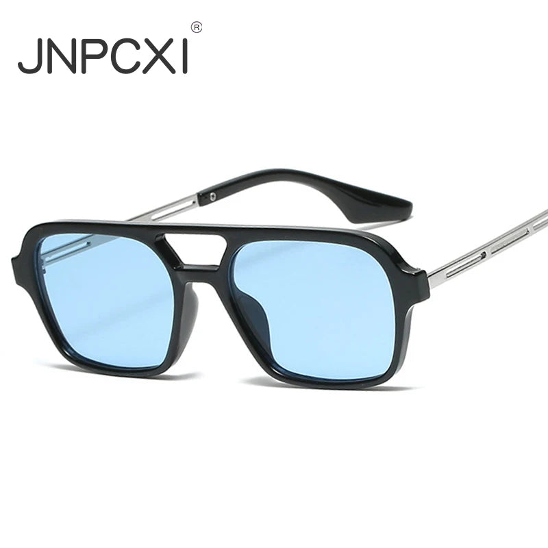 JNPCXI Quality Fashion Double Bridges Women Square Sunglasses Fashion Men Ocean Film Shades UV400 Trending Sun Glasses