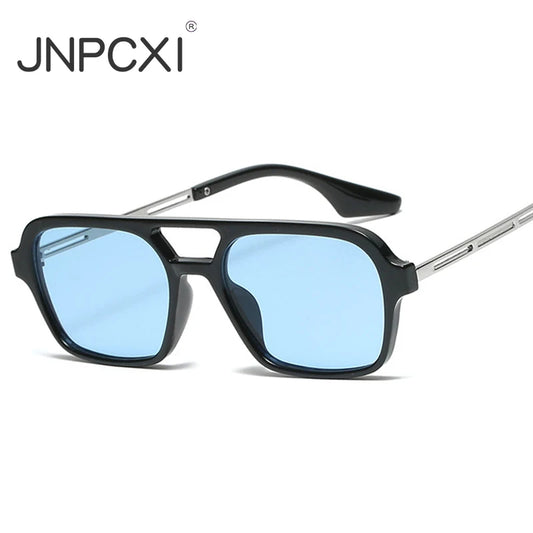 JNPCXI Quality Fashion Double Bridges Women Square Sunglasses Fashion Men Ocean Film Shades UV400 Trending Sun Glasses