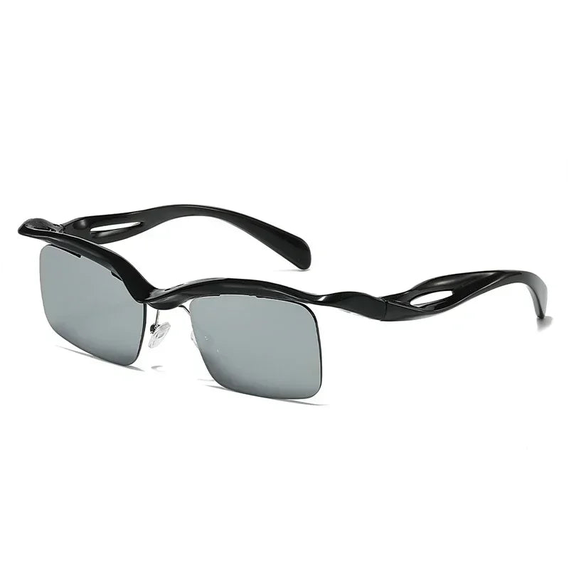 JNPCXI Retro Unique Rimless Square Sunglasses Fashion Ocean Lens Shades Brand Designer Men Punk Mirror Sun Glasses