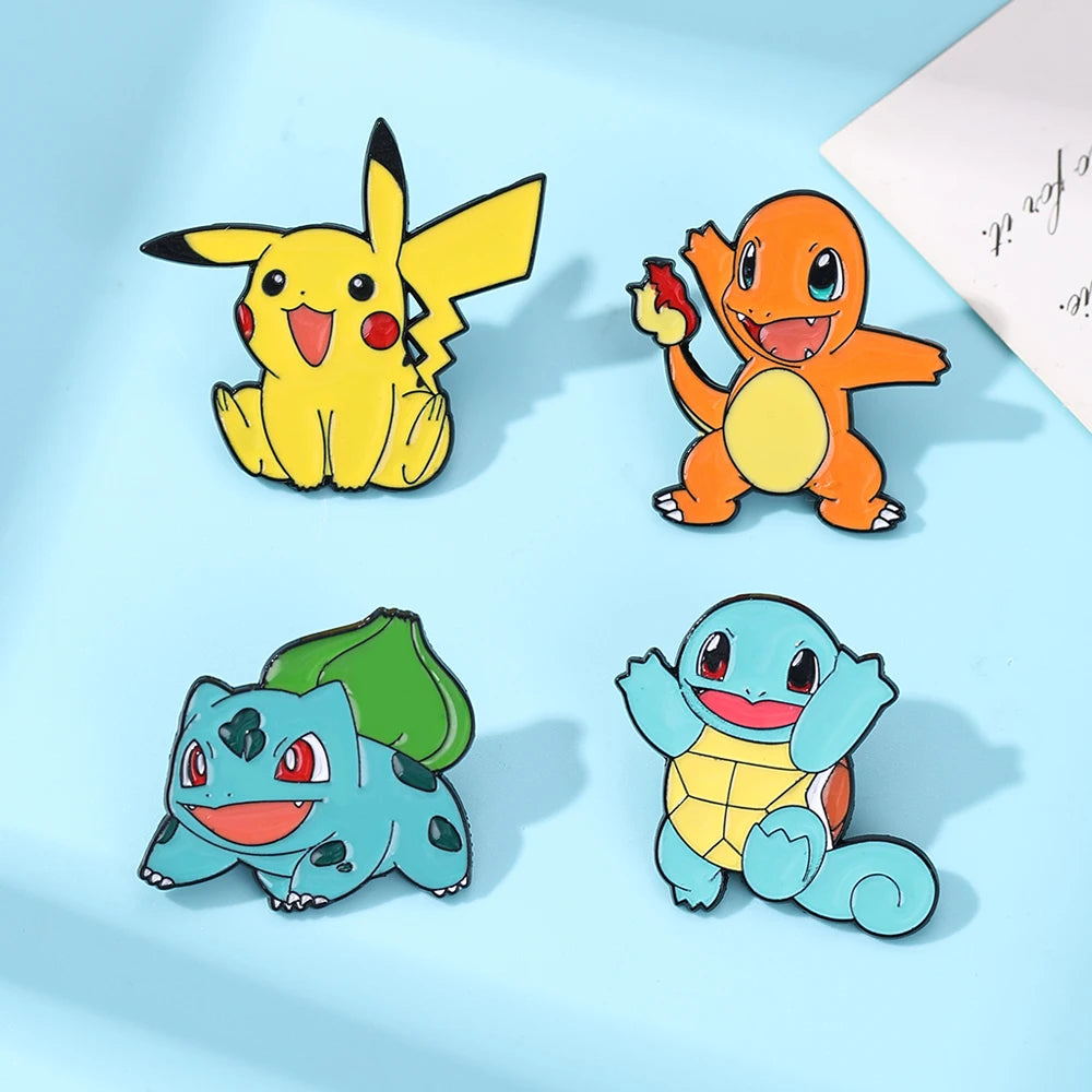 4pcs Anime Game Pikachu Enamel Pins Set Cute Pokemon Lapel Badge for Backpack Clothing Cosplay Cartoon Brooch Accessory