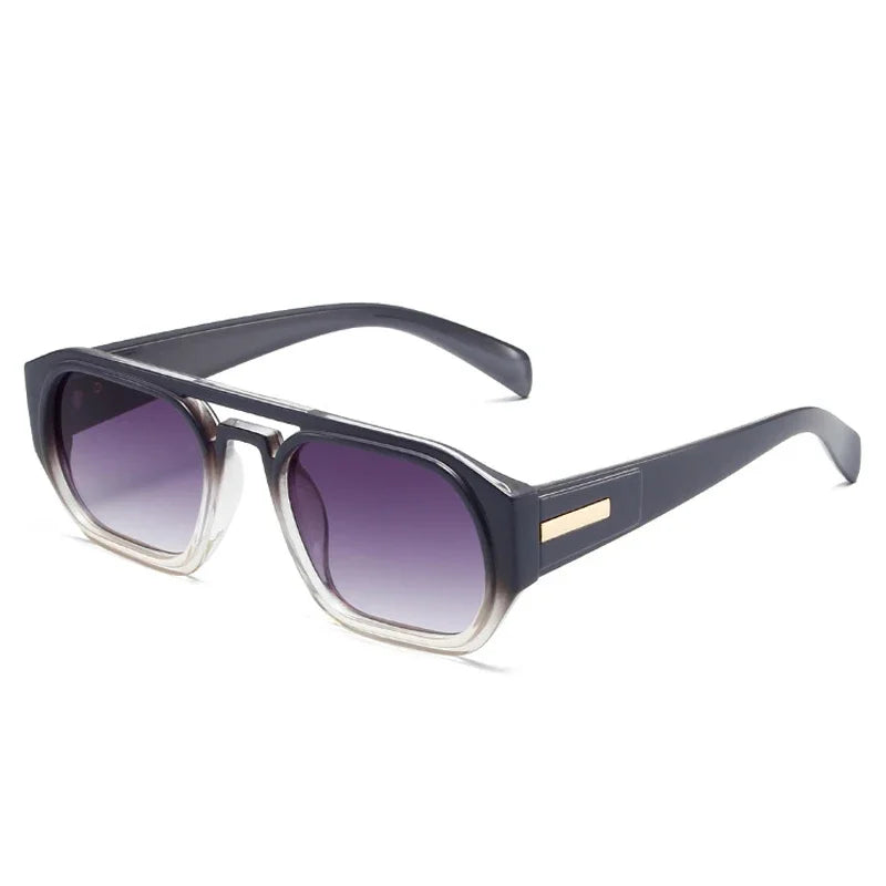 JNPCXI Retro Double Bridges Polygon Square Women Sunglasses Fashion Green Shades UV400 Men Clear Gradient Sun Glasses